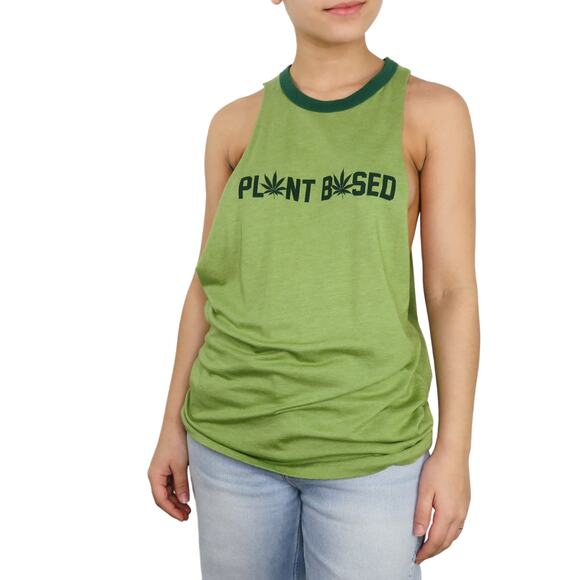 Spencer's Plant Based Green Graphic Marijuana Leaf Muscle Tank Small - Picture 1 of 7